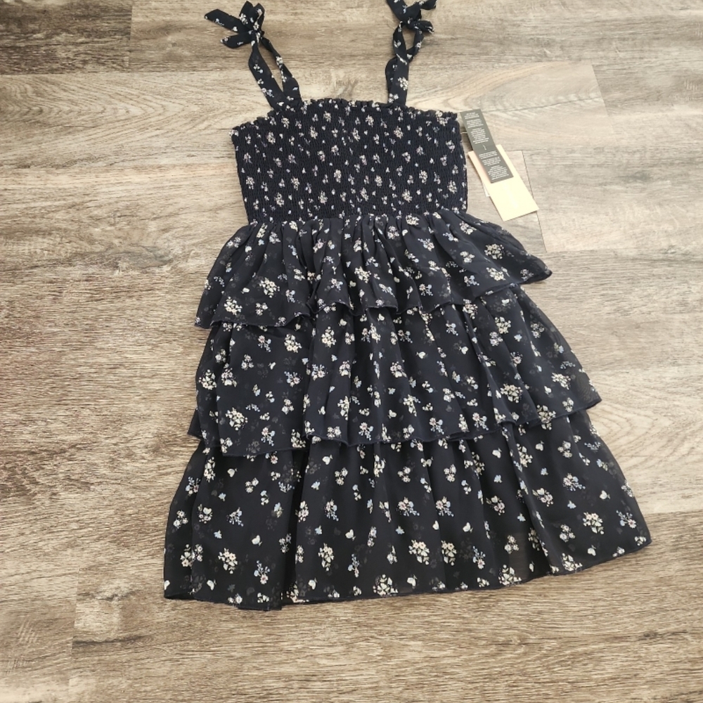Celebrity Pink Navy Floral Tiered Dress